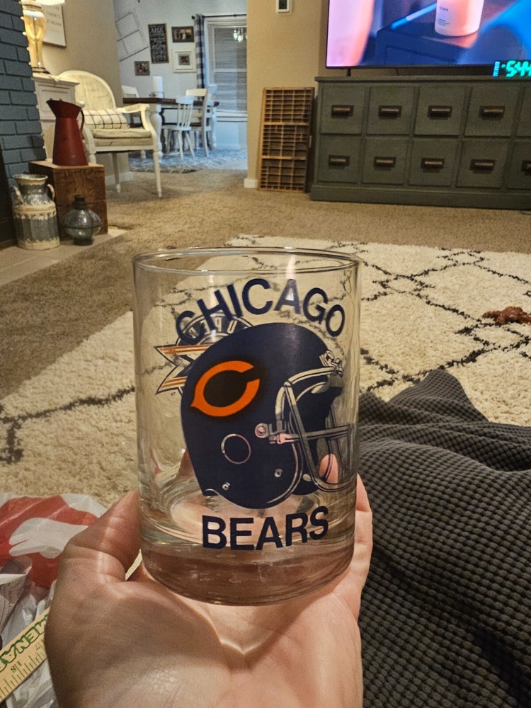 Vintage 1986 NFL Chicago Bears Super Bowl XX New Orleans Rocks Glass