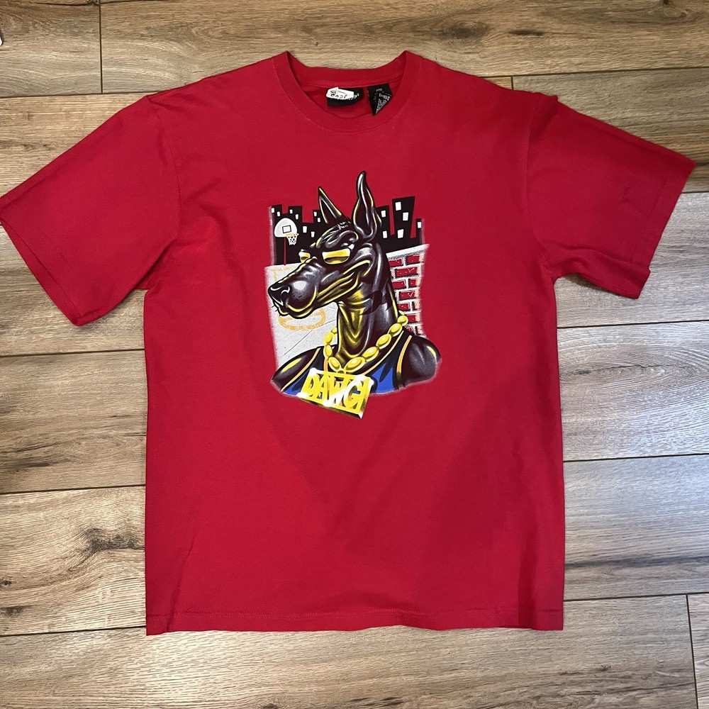 Vintage Y2K No Boundaries Dawg Doberman Red T-Shirt Baggy Mens L Tee Streetwear