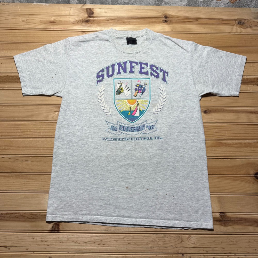 Vintage 1992 SunFest 10th Anniversary West Palm Beach Florida T-Shirt - Large