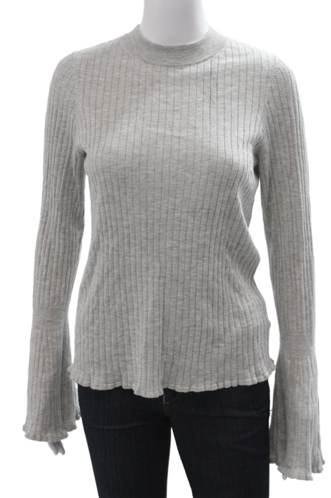 Paige Women Striped Mock Neck Pullover Sweater Gray Long Sleeve Size SFree Shipping in US $100+ Orders | $6.95 Orders Below