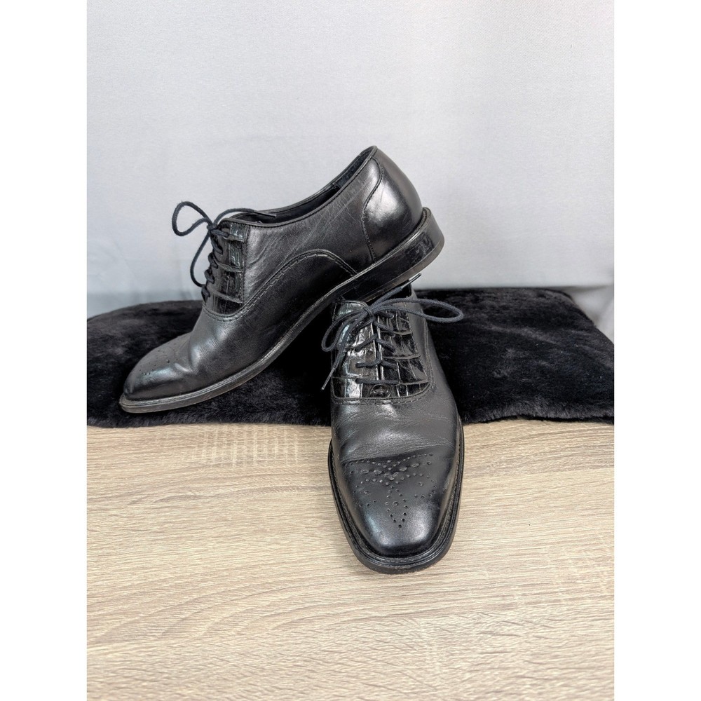 Studio Belvedere Oxford Shoes Mens 8 Black Alligator