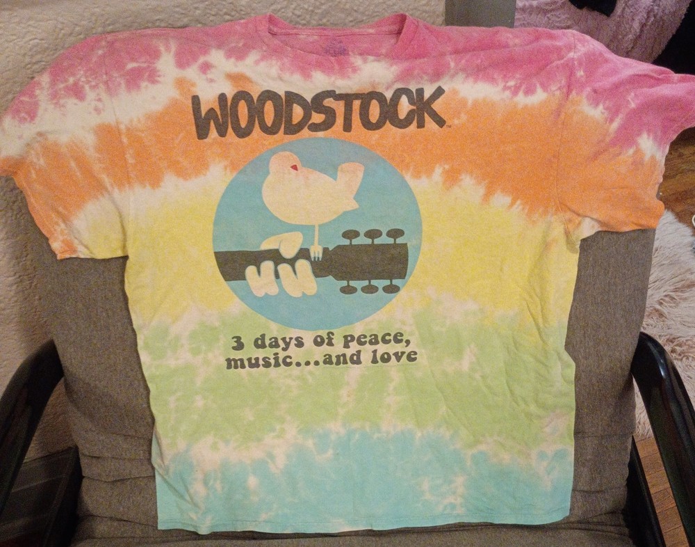Woodstock Music Peace Love 2016 Tie Dye Liquid Blue T shirt Size Men’s Xl