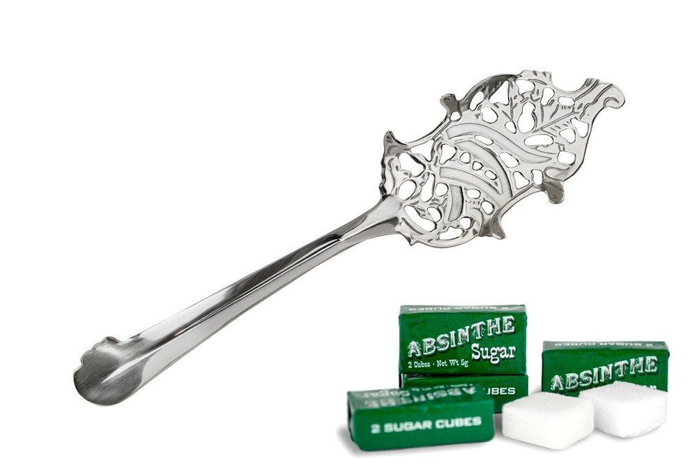 WORMWOOD LEAF ABSINTHE SPOON & 10 SUGAR CUBES + FREE SHIPPING !!!