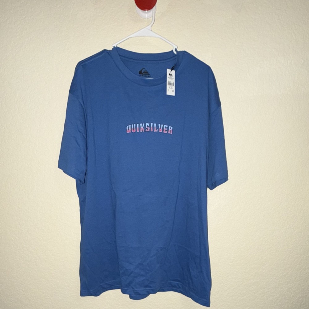 Quiksilver All Eyes MTO Blue Graphic Print Crew Neck T-Shirt XXL Regular Fit