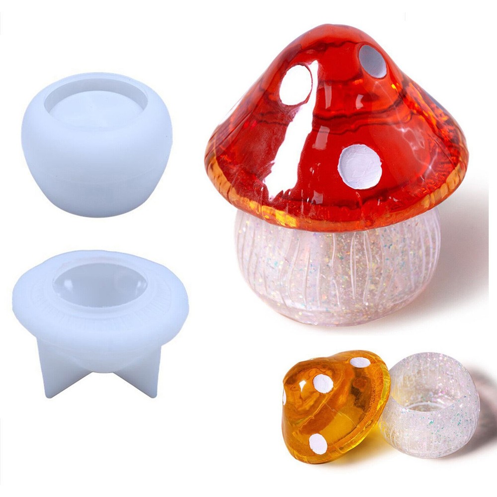 Silicone Mould DIY Crystal Jewelry Mushroom Resin Epoxy Mold Storage Box Mold US