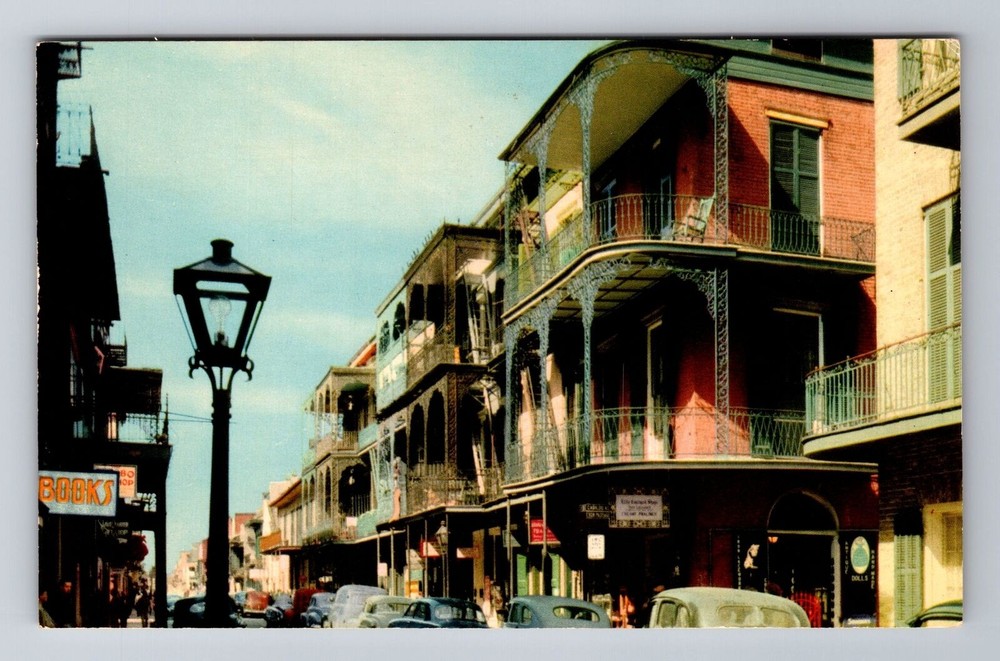 New Orleans LA-Louisiana, Saint Peter Street, Antique Vintage Souvenir Postcard