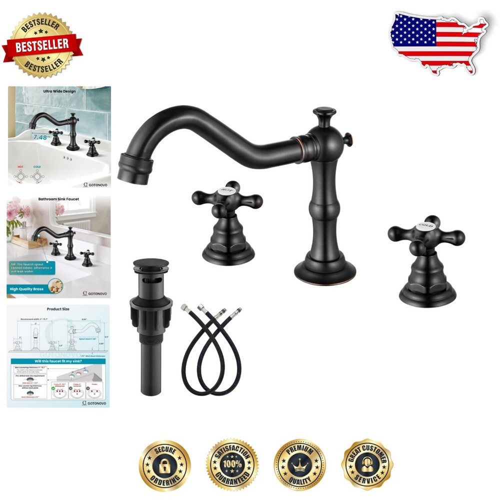 Vintage Style Bathroom Sink Faucet - Oil-Rubbed Bronze with Drain Included