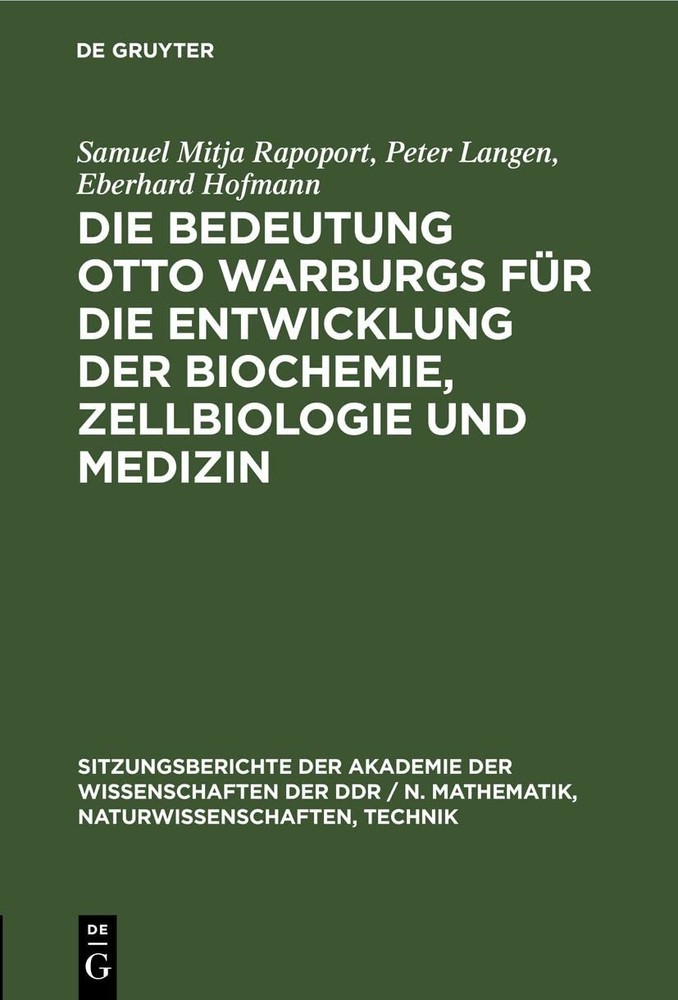 Samuel Mitja Rap Die Bedeutung Otto Warburgs Für Die Entwicklung Der  (Hardback)Another great item from Rarewaves USA | Free delivery!