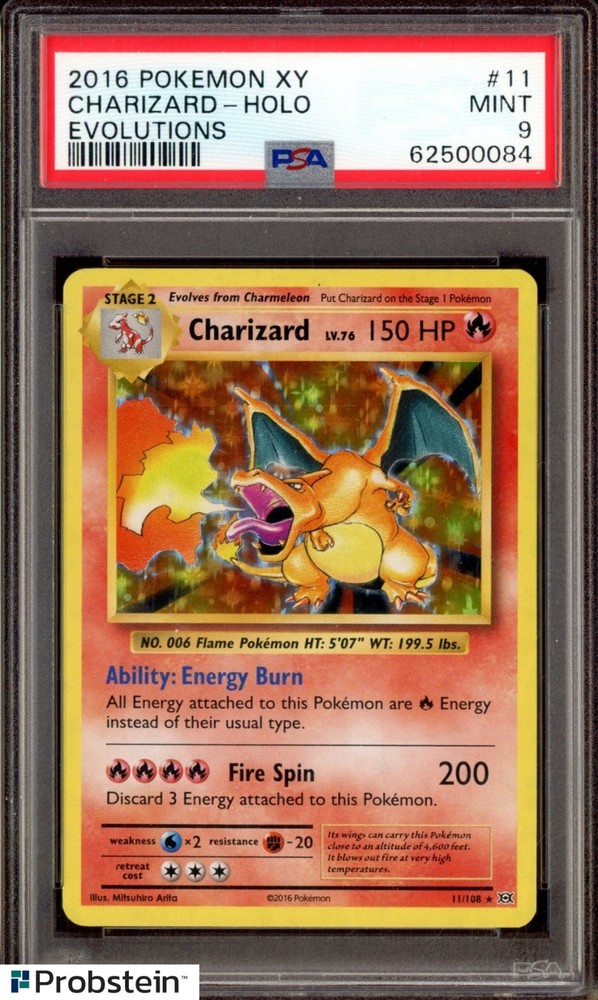 2016 Pokemon XY Evolutions #11 Charizard Holo PSA 9 MINTPROBSTEIN is actively accepting consignments !!