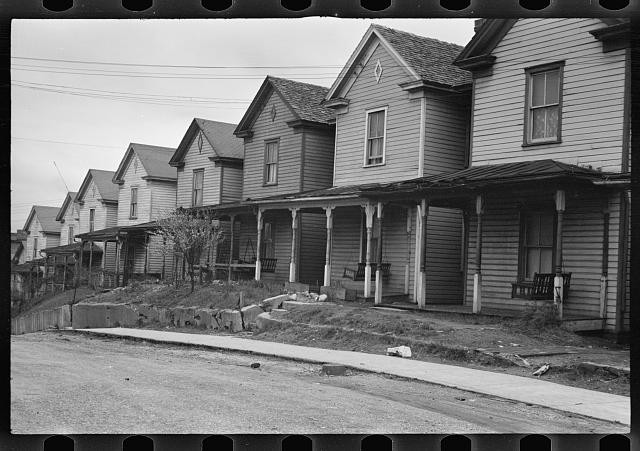 Photo:1930s Row Houses Residential Street Houses Porch Scene