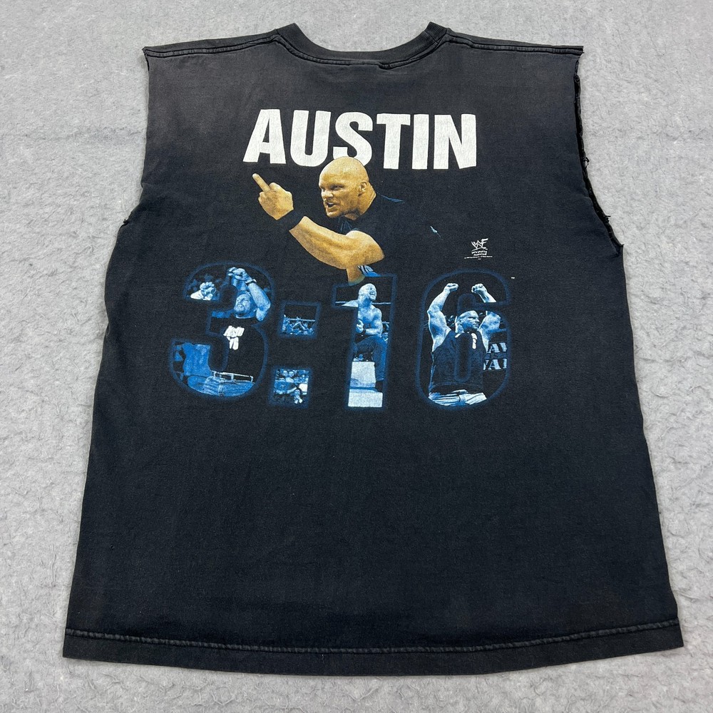 VTG 1998 Stone Cold Steve Austin Cutoff Shirt XL Black And Thats The Bottom Line