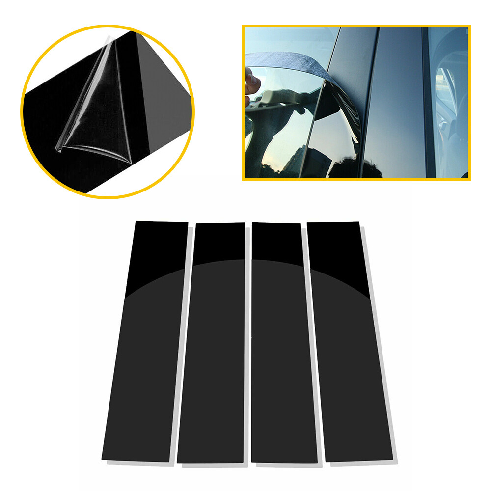 Fits 2004~2014 Ford F-150 F150 Super Cab Crew Piano Black Pillar Post Door Trim
