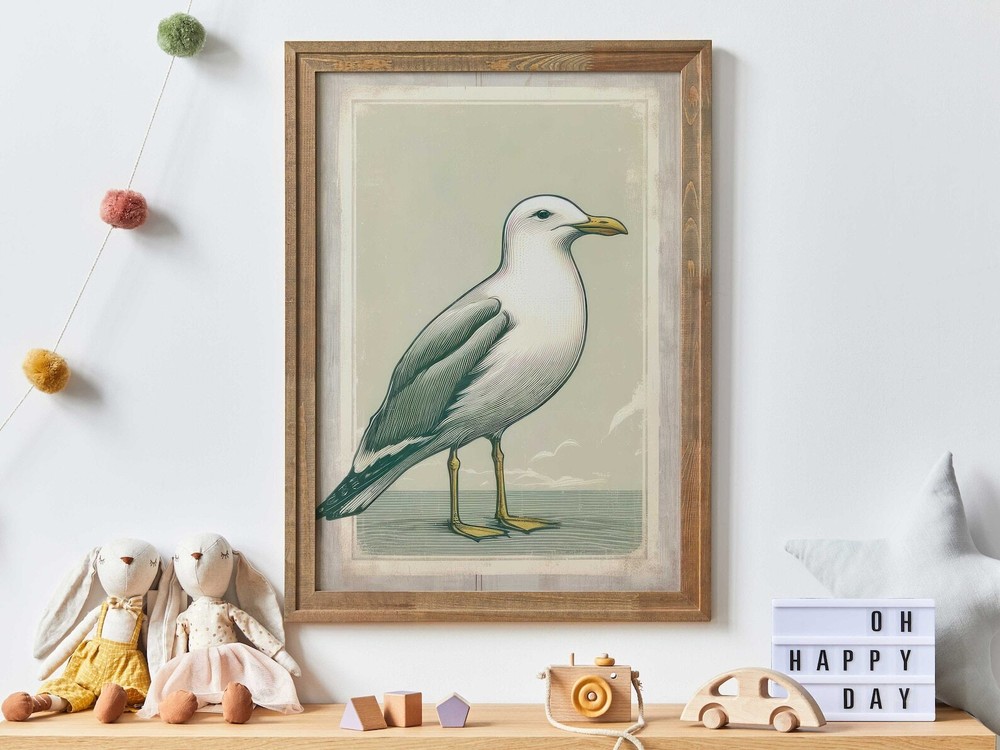 Seagull Print Sea Bird Wall Art Bird Art Nautical Nursery Decor Sea Coastal