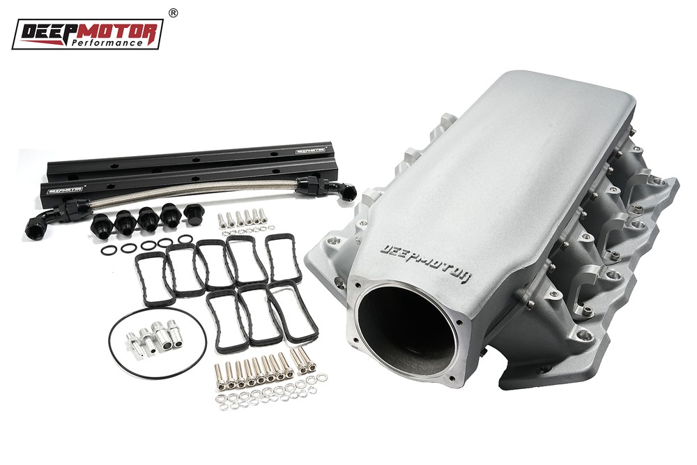 Deepmotor LS1 LS2 LS6 102mm Cast Aluminum Intake Manifold with Fuel Rail Silver