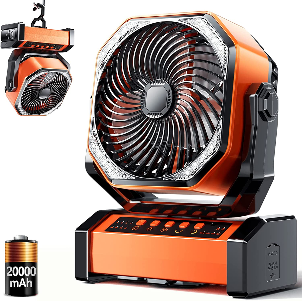 Rechargeable LED Camping Fan with Light, 20000mAh Battery, 4 Speeds