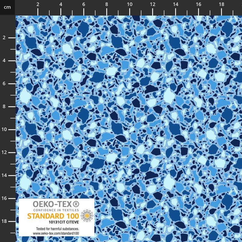 Stof European Quilting Rainbow Mosaic Blue Cotton Fabric By Yd