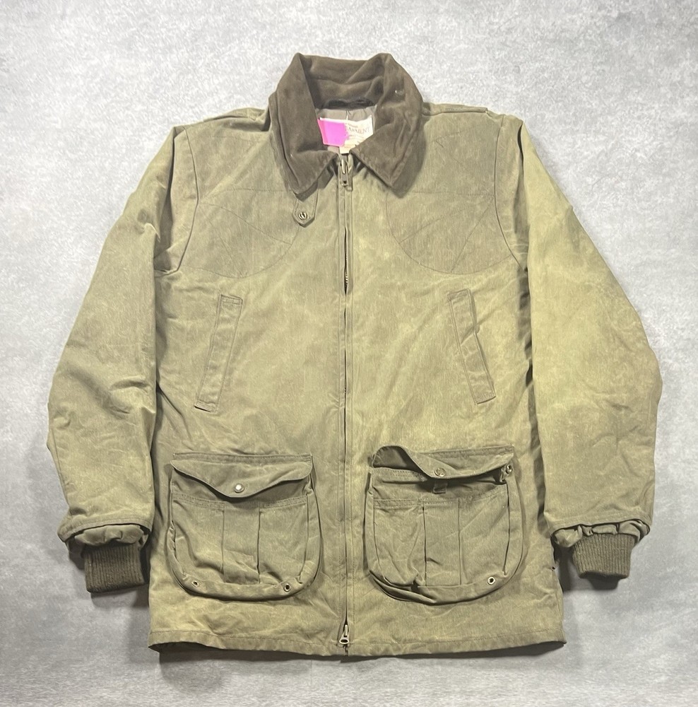 Filson Tin Cloth Waxed Cotton Field Jacket Size L Otter Green 39126