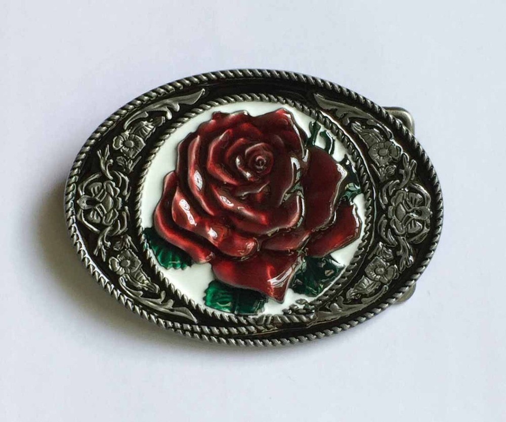 Western Belt Buckle for Men & Women Cowboy Rodeo Vintage Style Wear Bloom Rose