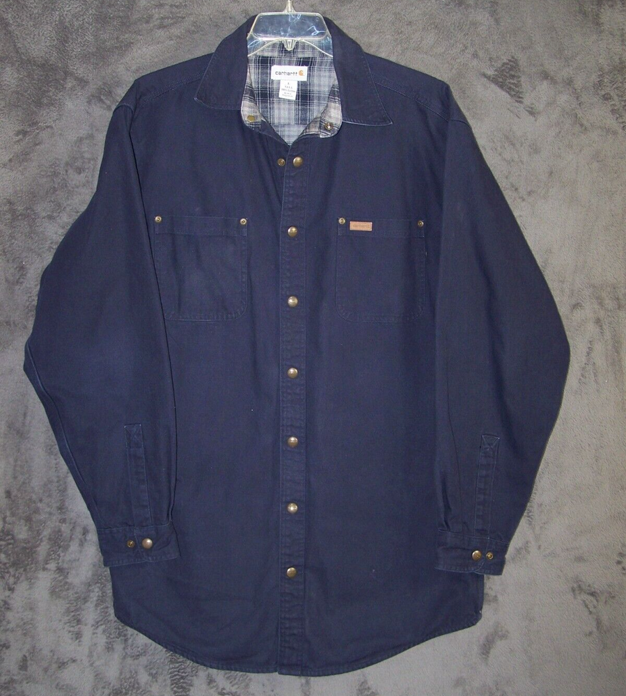 Carhartt Jacket Adult Large Tall Black Flannel Lined S296 MDT Snap Button Mens