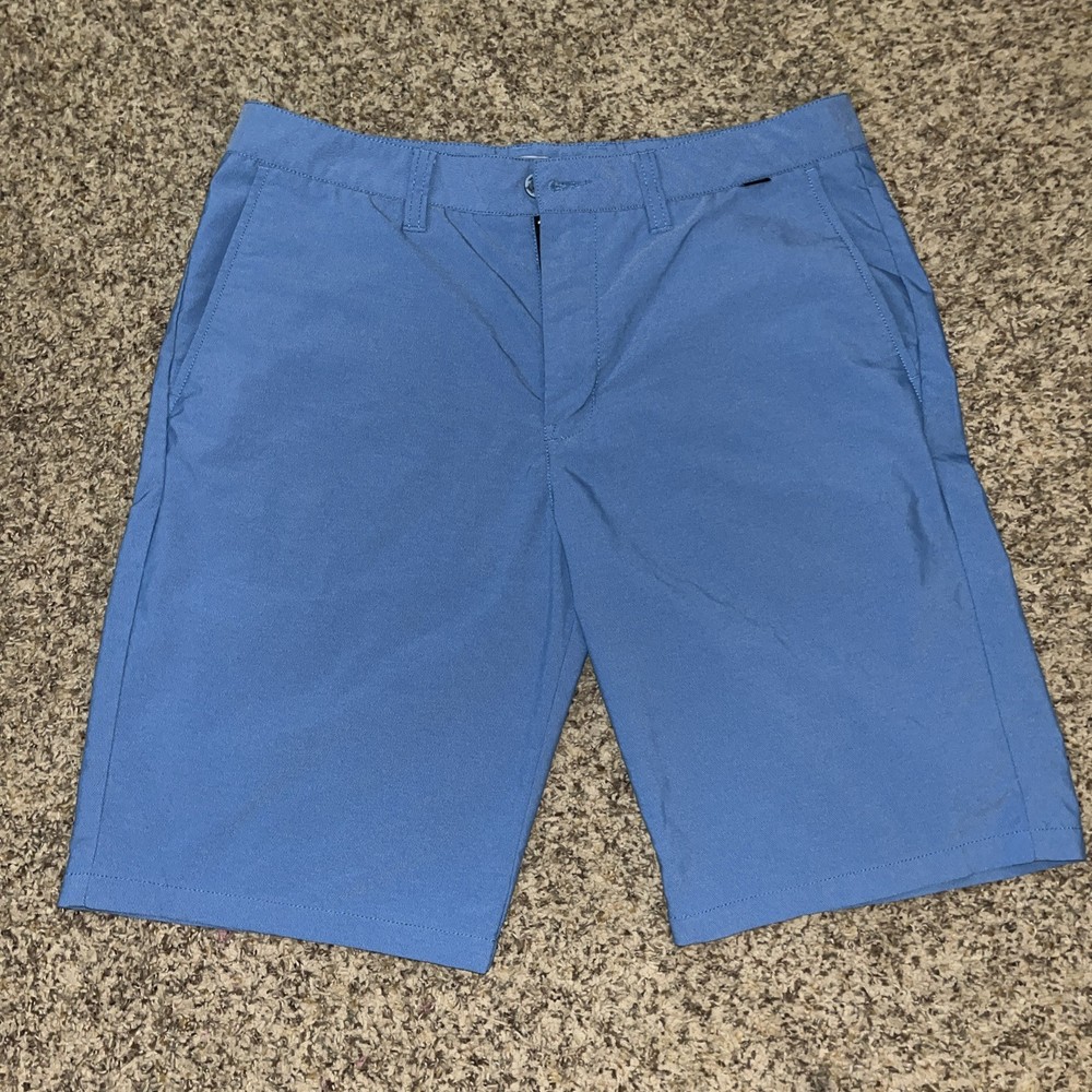 Travis Mathew Men's Performance Golf Shorts Size 34 Light Blue Finely Striped