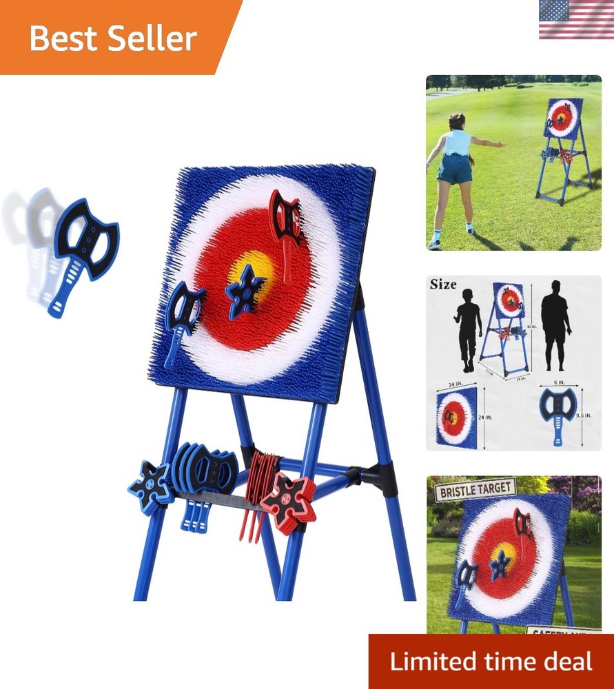 Durable Bristle Axe Throwing Target with 8 Safe Axes - Perfect for Parties