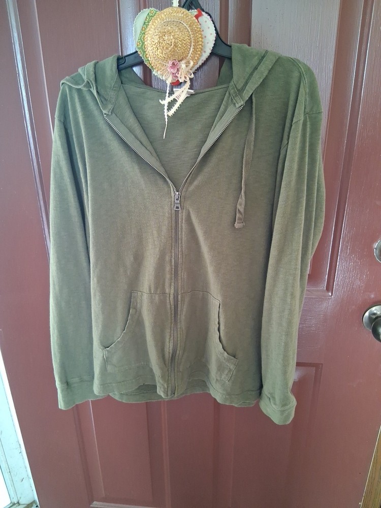 Merona Women Olive Green  Zip Up Hoodie M