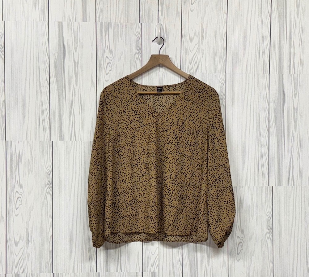Shein blouse womens size extra small long sleeve leopard print top