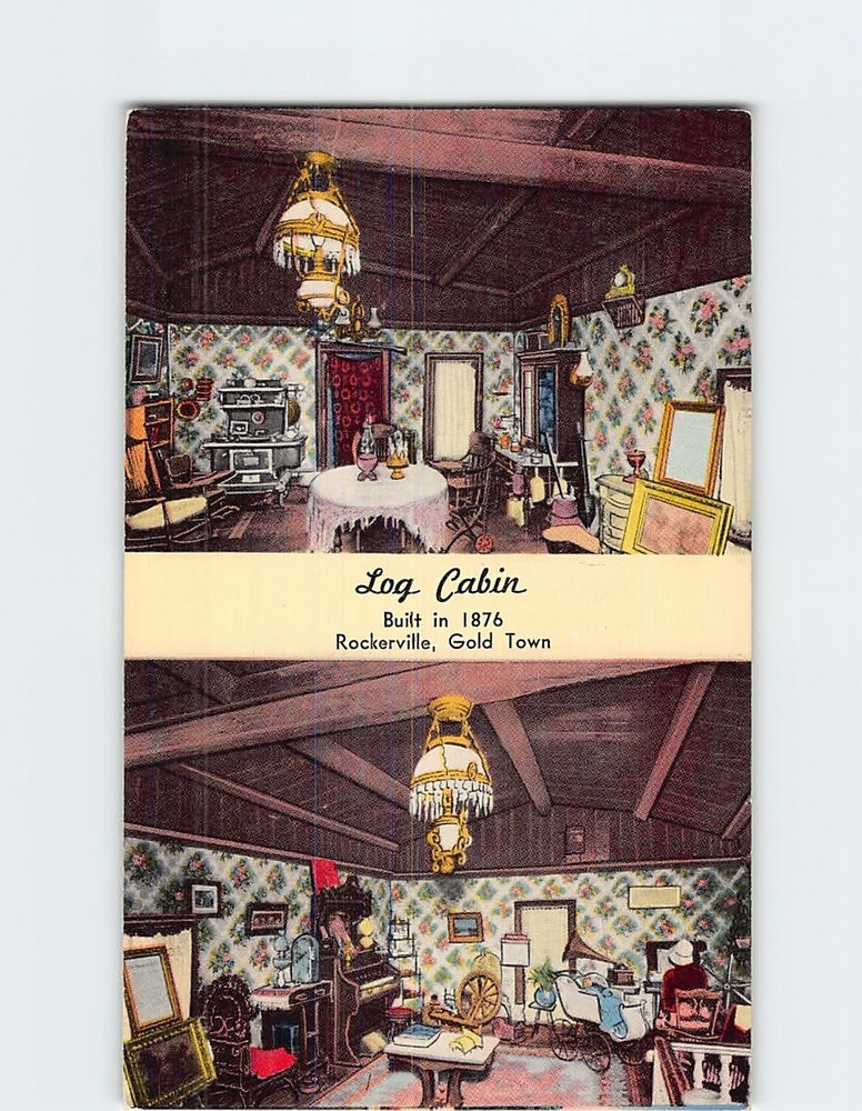 Postcard Log Cabin Rockerville Gold Town South Dakota USA