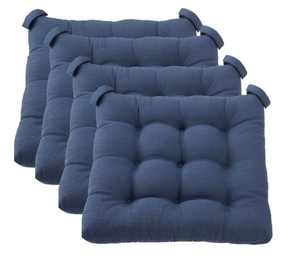 Mainstays Textured Chair Seat Pad (Chair Cushion), Navy Color, 4-Piece Set