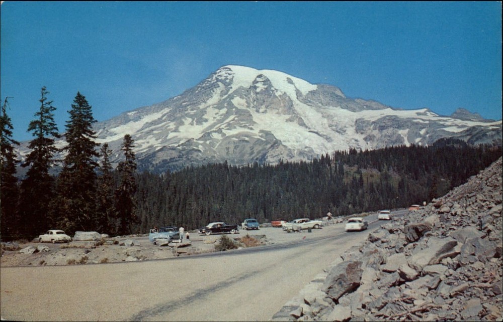 Mount Rainier Washington ~ 1950s cars ~ Paradise Valley & Stevens Canyon Roads