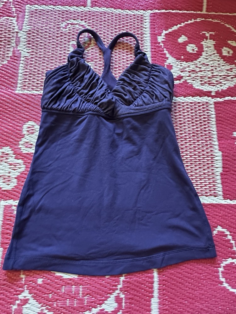 Lululemon Tank Top Womens 4 Purple Pure Balance Ruched Racerback Top EUC