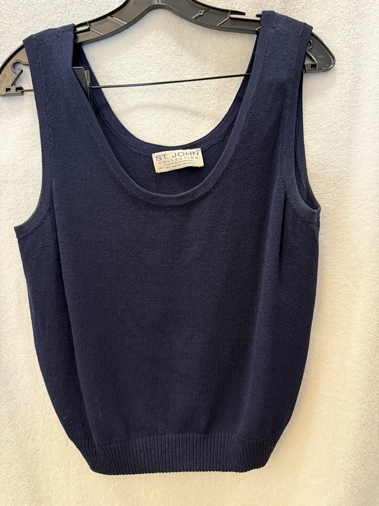 St John Marie Gray Tank Navy Blue M