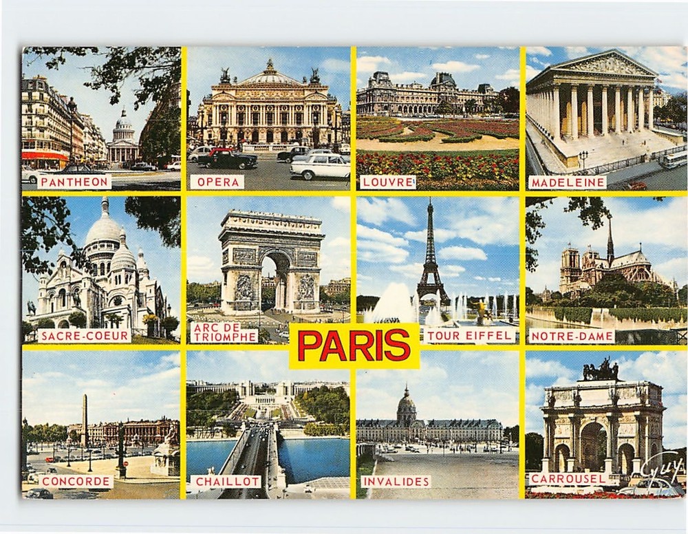 Postcard Famous Places and Landmarks in Paris France