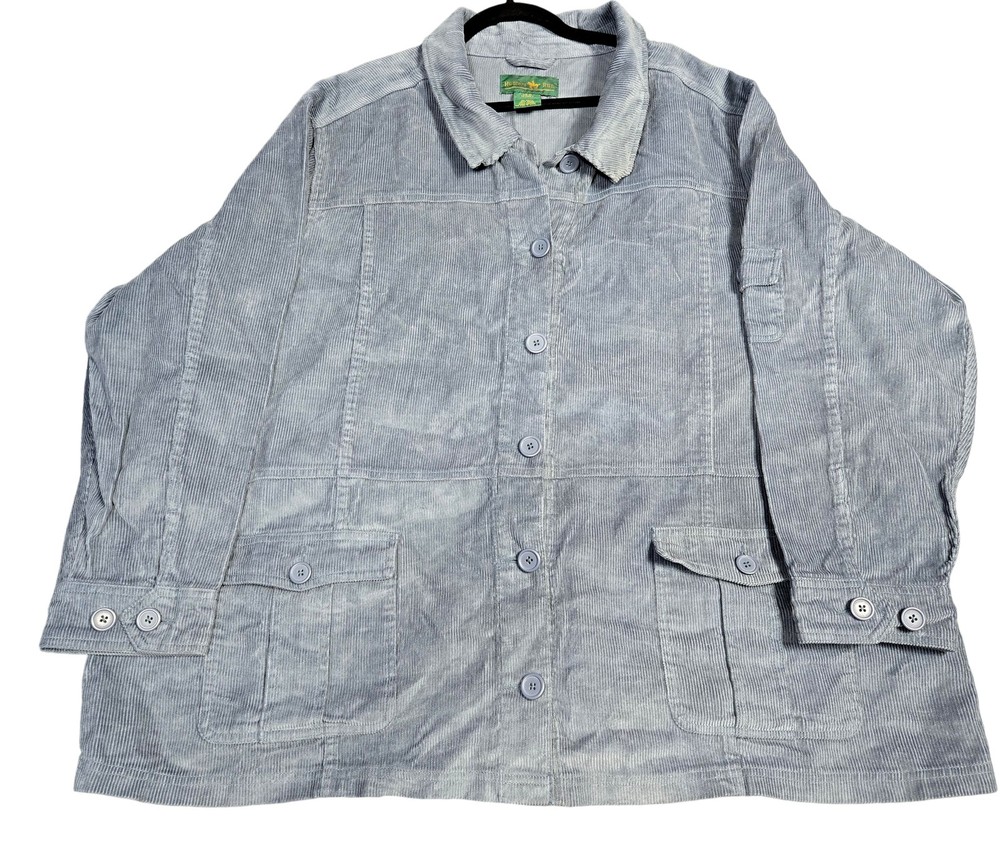 Hunters Run Jacket Mens 3XL Gray Corduroy Utility Work Coat Button Front Pockets