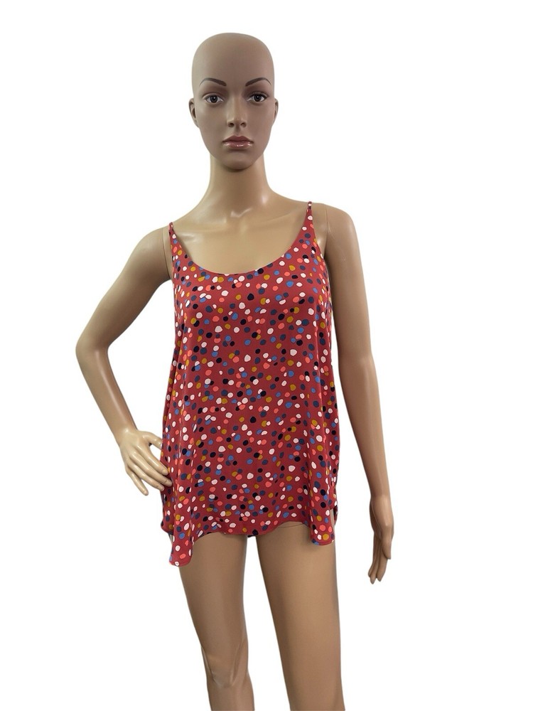 Loft Women’s Size Medium Sleeveless Round Neck Colorful Polka Dots Blouse