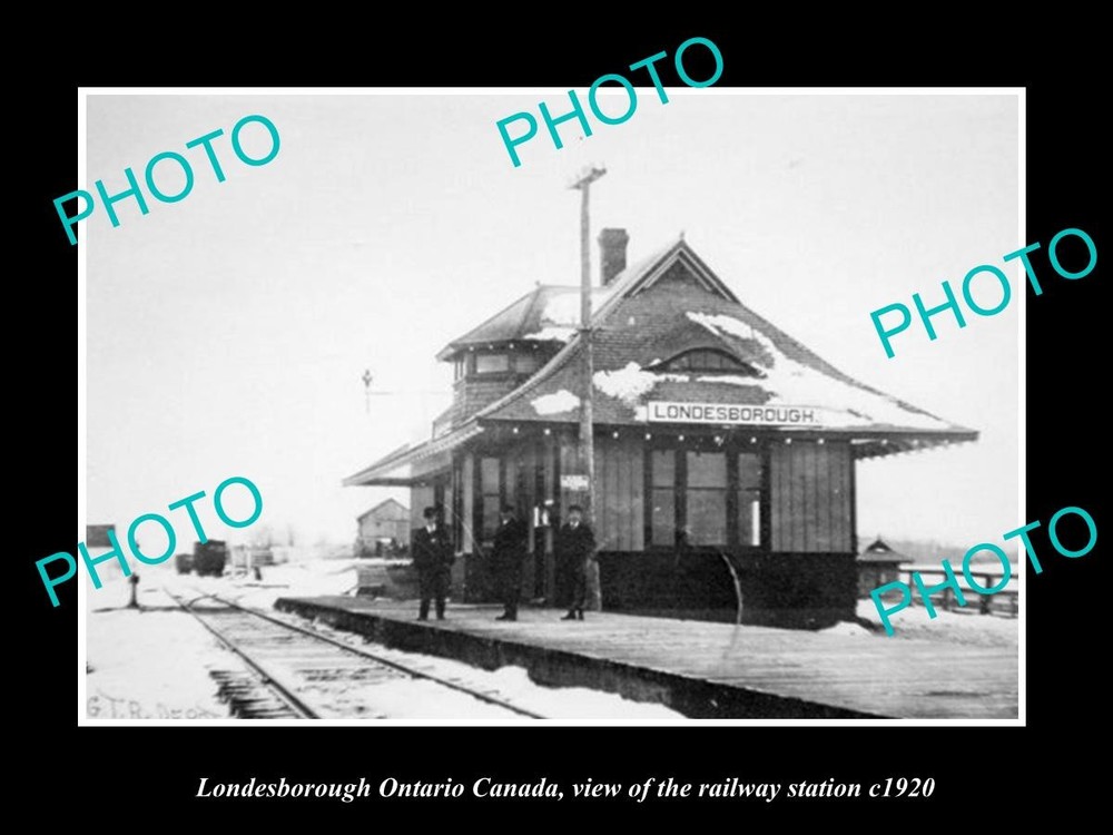 OLD POSTCARD SIZE PHOTO LONDESBOROUGH ONTARIO CANADA THE RAILWAY STATION c1920