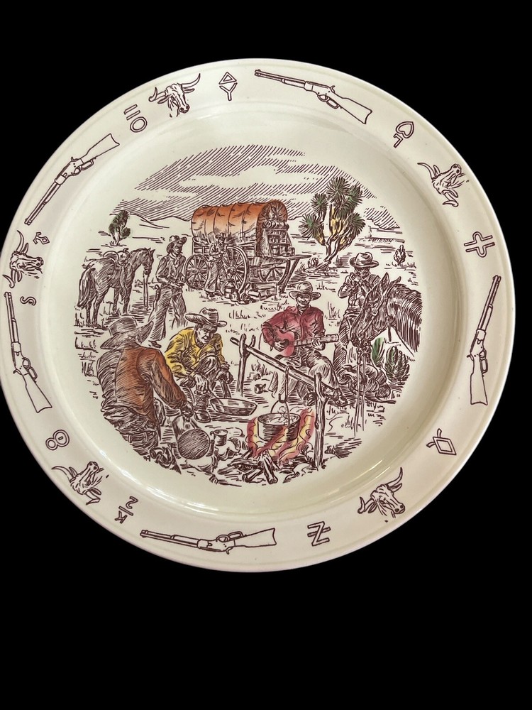 Original Vernon Kilns Winchester 73 Frontier Days Dinner Plate 10.5” Superb Cond