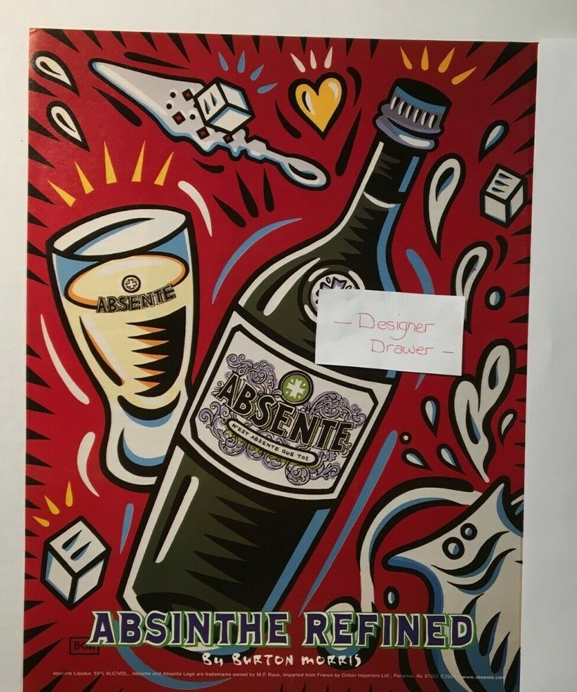 2001 Paper Print Ad For Absinthe Alcohol Burton Morris Illustrated Scene-image