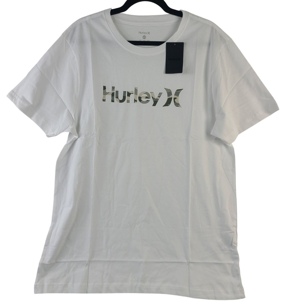 NEW Hurley Men's Camo O&O Graphic Tee White Short Sleeve Sz XL Cotton Blend