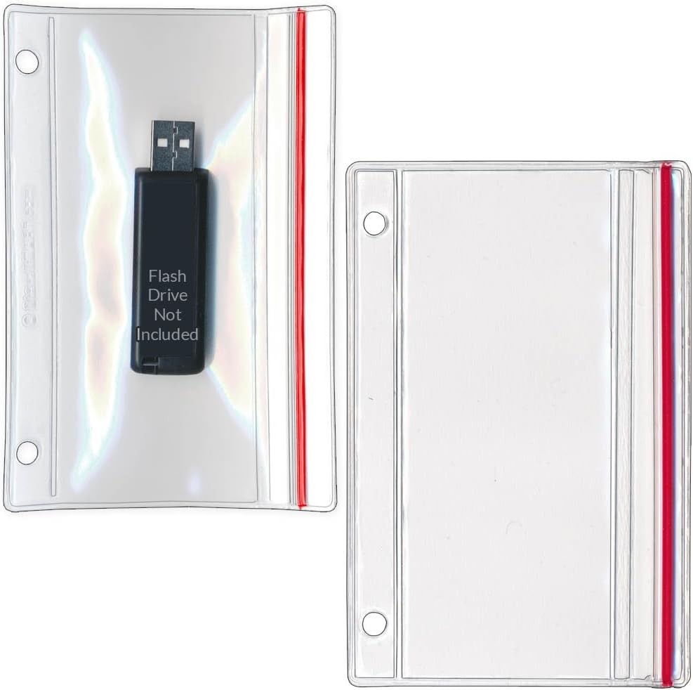 StoreSMART Clear Flash Drive Zipper Case for 3-Ring Binders - 50-Pack