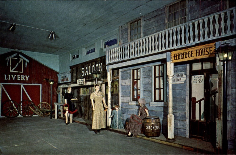 Dalton Museum Coffeyville Kansas~ livery saloon cracker barrel~ 1960s postcard
