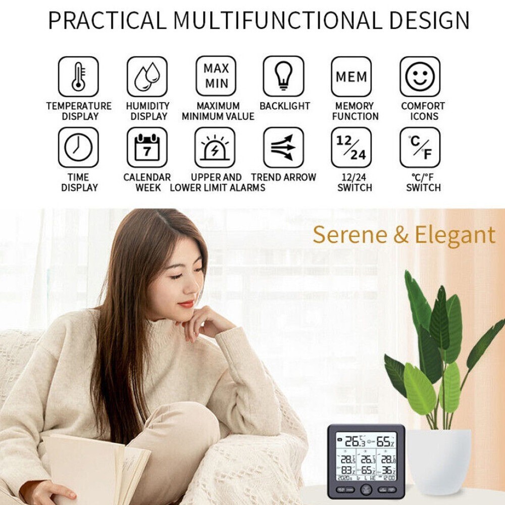 Accurate Wireless Digital Thermometer Hygrometer Indoor Outdoor Weather Station-image