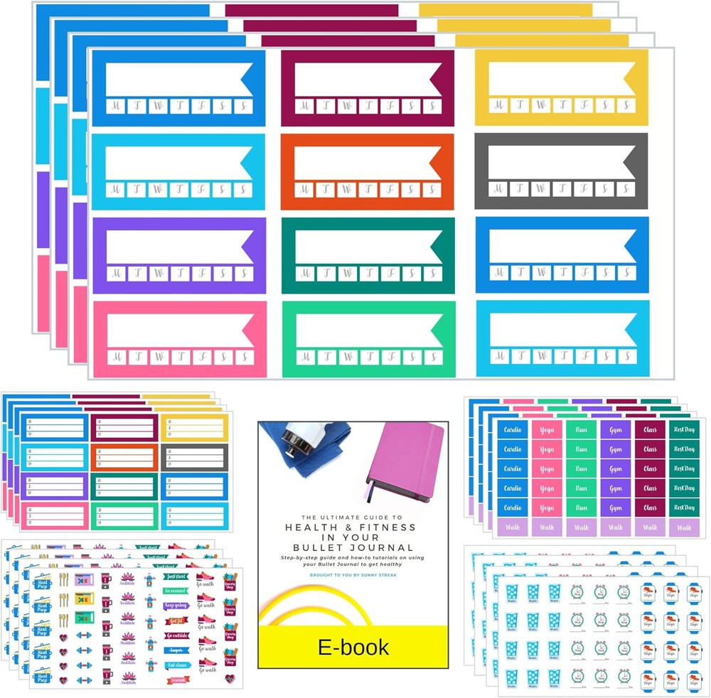 Health and Fitness Planner Sticker Set - Large Value Pack for Goals