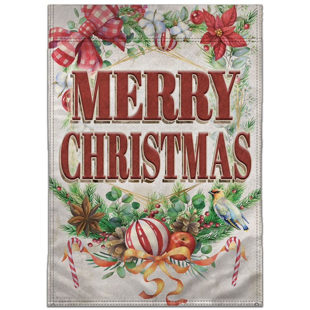Merry Christmas Holly Garden Flag 12x18in Double-Sided Holiday Flag Yard Porch
