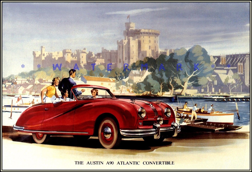 Austin Atlantic A90 British Sports Car 1948  1951 Vintage Poster Print Car Races