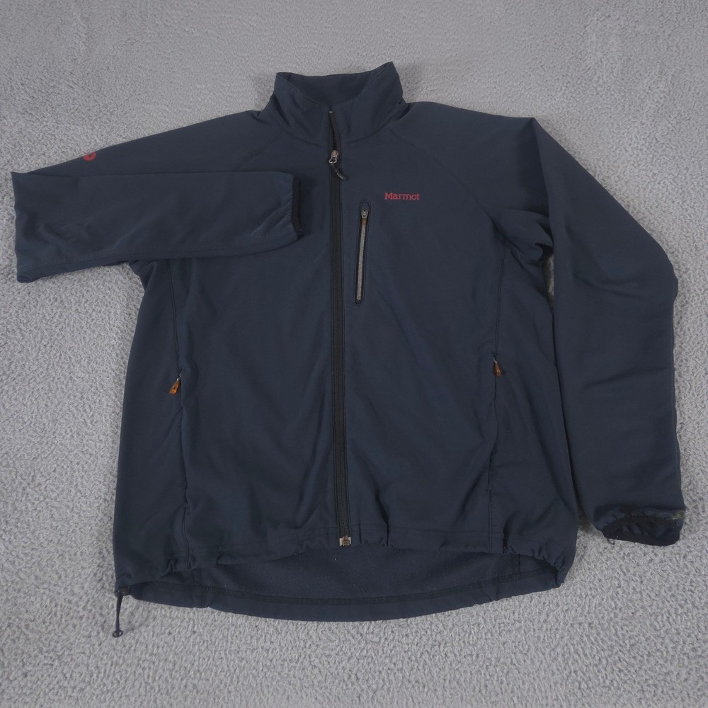 Marmot Jacket Mens Large Gray Softshell Full Zip Windbreaker Hiking Outdoor