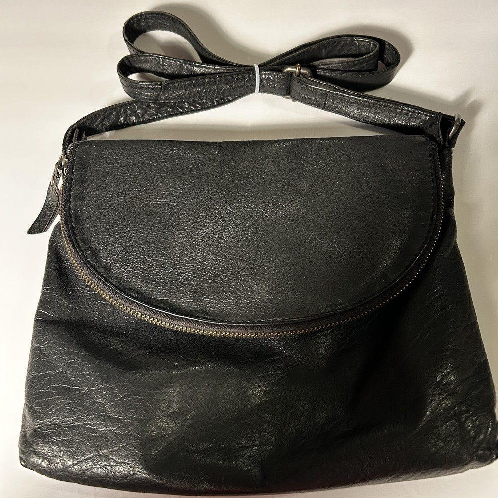 Sticks And Stones Cannes Black Leather Frame Crossbody Shoulder Bag Purse