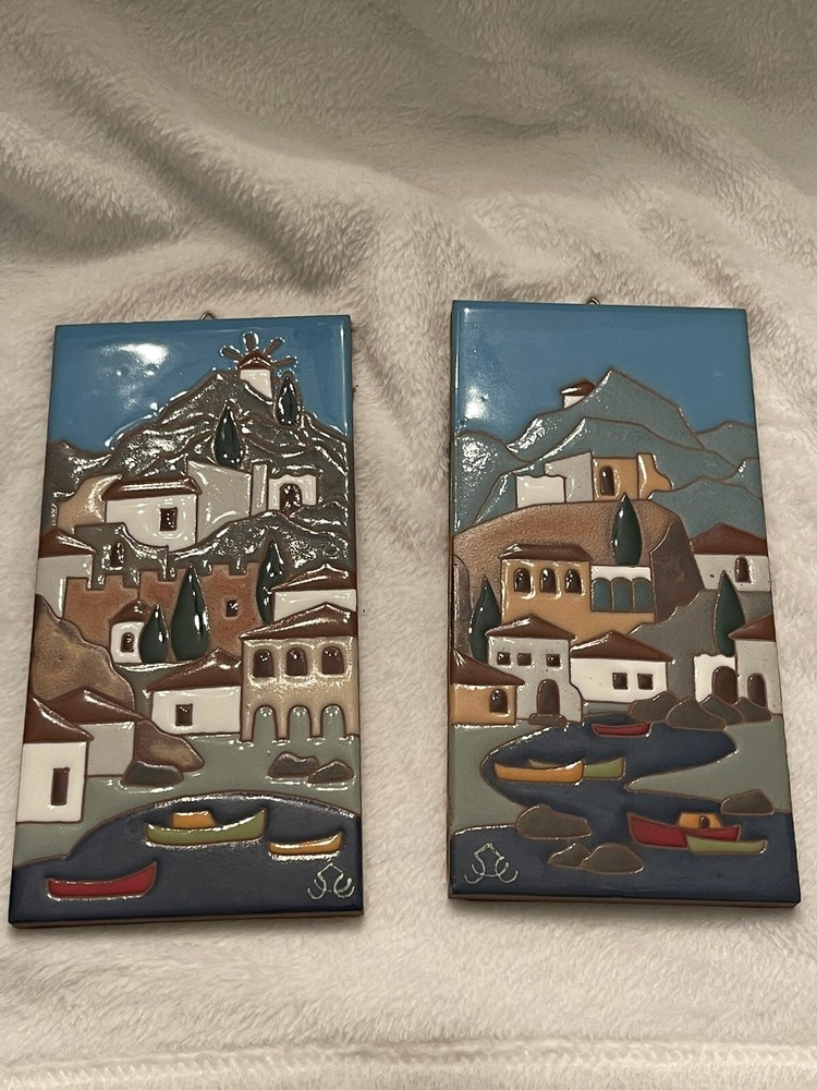 The House of Greek Vintage Art Tile by E. Adreades Hydra Greece