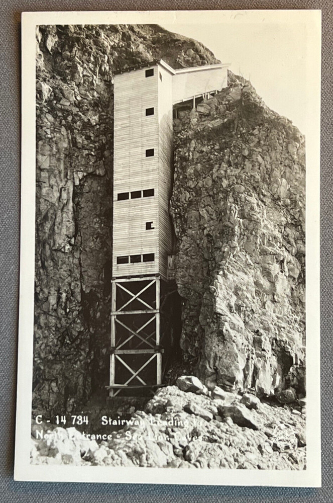 Oregon, OR, RPPC, Stairway, North Entrance, Sea Lion Caves, ca 1950 Postcard