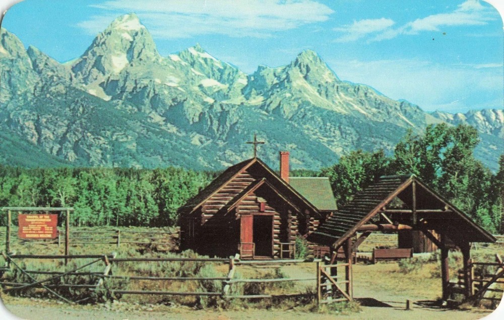 Chapel of the Transfiguration at Moose, Jackson Hole Wyoming WY PM 1967 Postcard